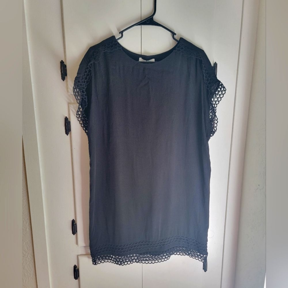 IRO Mulla black Dress Eyelet Black Short Sleeve Dress xs 34